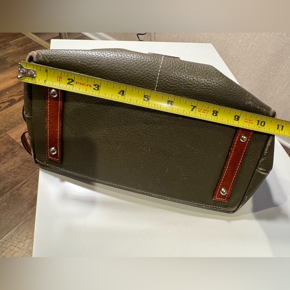 👜 Dooney & Bourke Pebble Leather Dome Satchel (Olive/Russet) purse handbag as is - Picture 7 of 16